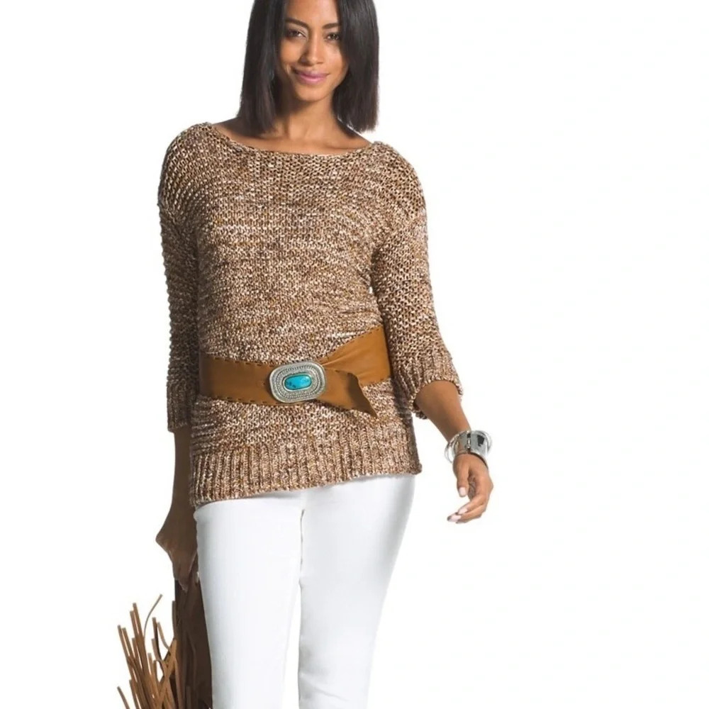 Chico’s Textured Open Knit Sherri Pullover Sweater